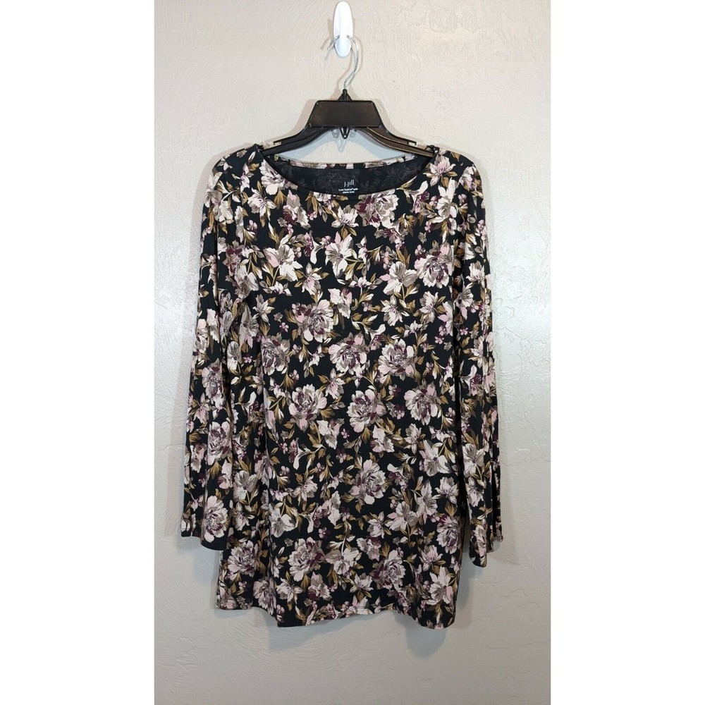 J. Jill Womens Medium Floral Luxe Supima Split Sleeve Tunic Top